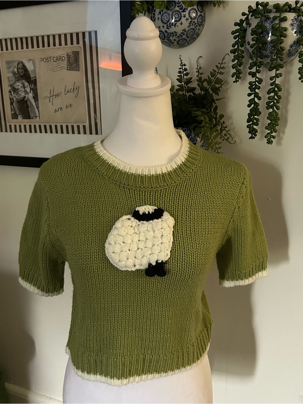 Cider Knitted Sheep 3D Short Sleeve Sweater